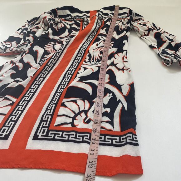 Crown and Ivy Women Tunic Dress 3/4 Sleeve Piping UNIQUE Bird Print REGAL Size 6 - Picture 7 of 10